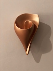 Rose Gold Shell Wall Sconce, hand made artisanal contemporary wall light by Hannah Woodhouse, ambient light for spas, hotels, and residential spaces