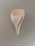 Lit Image of New Monumental Shell Wall Sconce, Artisanal Hand Made Designer Contemporary Plaster Shell Wall Light by Hannah Woodhouse, bathroom lighting, hallway lighting, reception and stairwell light  