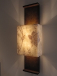 Side view of this bespoke architectural wall light by Hannah Woodhouse includes a beautiful hand painted lampshade 
